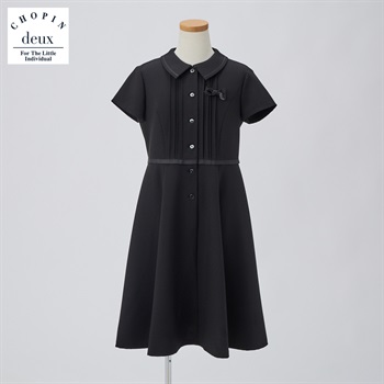 CHOPIN deux(ショパン ドゥ) 無地半袖ワンピース キッズ 女の子 フォーマル 140cm 150cm 160cm(ブラック-140cm)