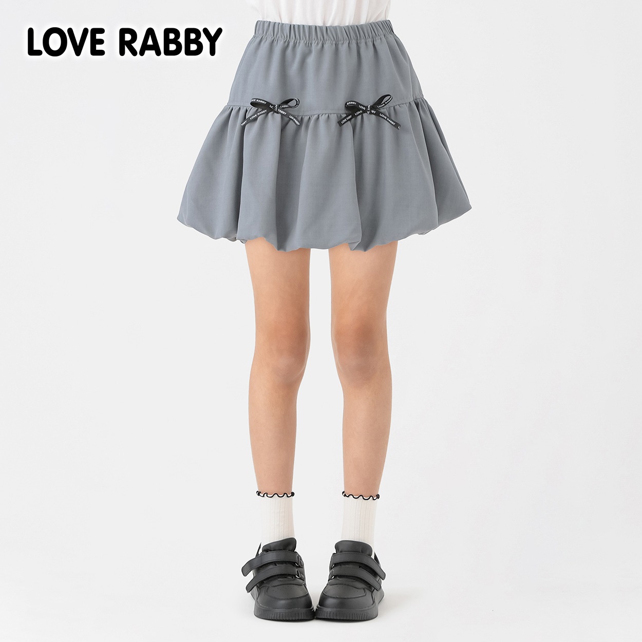 LOVERABBY(ラブラビ) ロゴリボンバルーンスカパン キッズ 女の子 130cm-160cm(グレー-160cm)