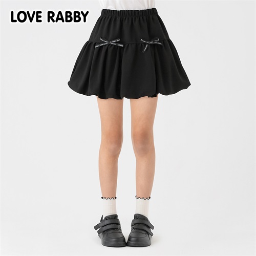 LOVERABBY(ラブラビ) ロゴリボンバルーンスカパン キッズ 女の子 130cm-160cm(ブラック-130cm)