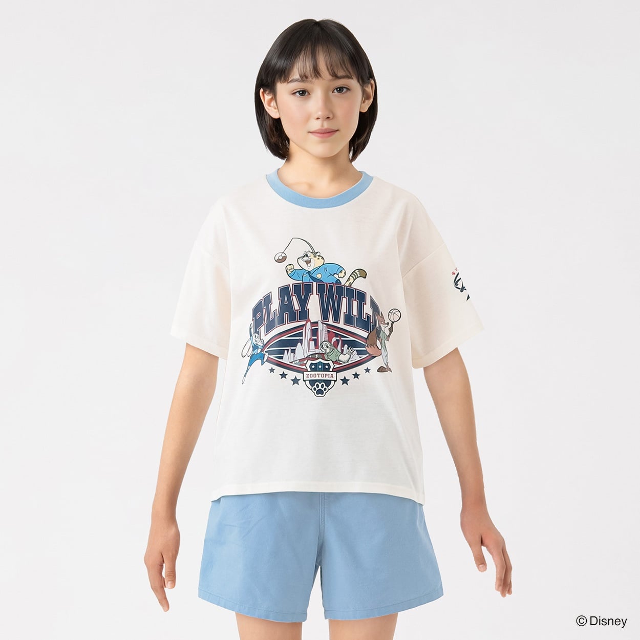 ディズニー/ズートピア 袖プリントTシャツ キッズ 女の子 130cm-160cm(アイボリー-150cm)