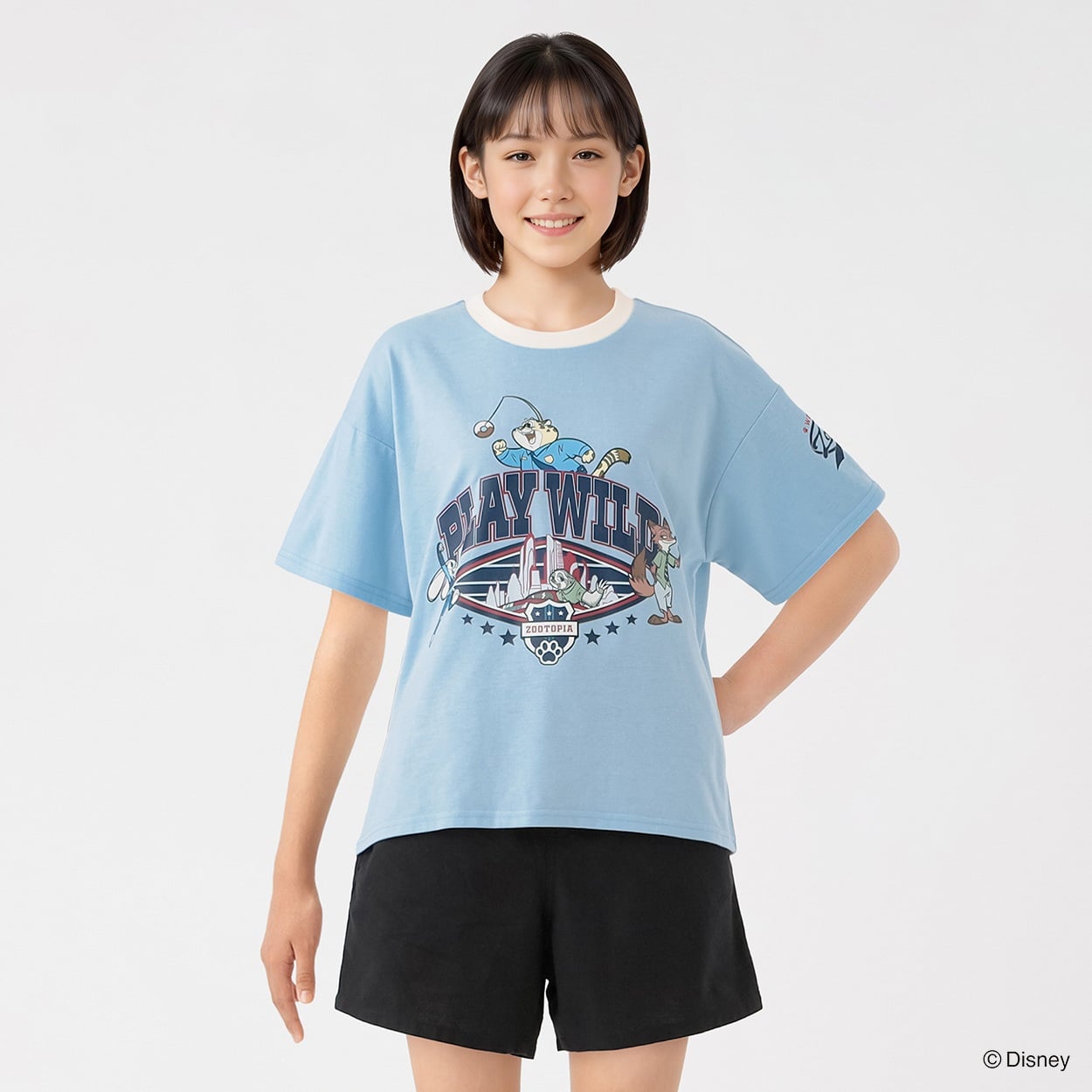 ディズニー/ズートピア 袖プリントTシャツ キッズ 女の子 130cm-160cm(サックス-160cm)