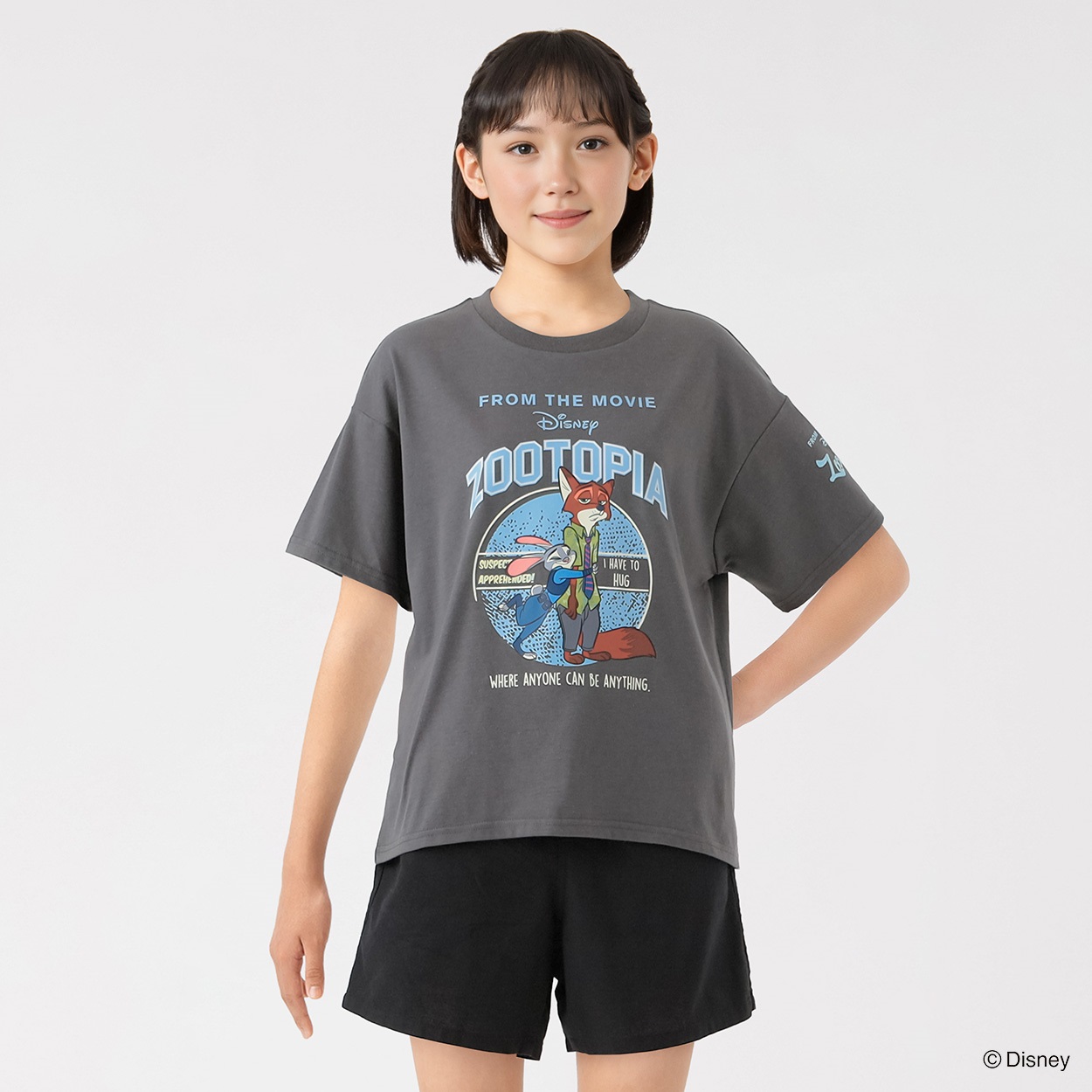ディズニー/ズートピア ニックとジュディTシャツ キッズ 女の子 130cm-160cm(チャコール-130cm)