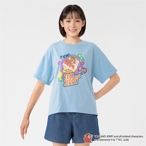 トムとジェリー 前後プリントTシャツ キッズ 女の子 130cm-160cm