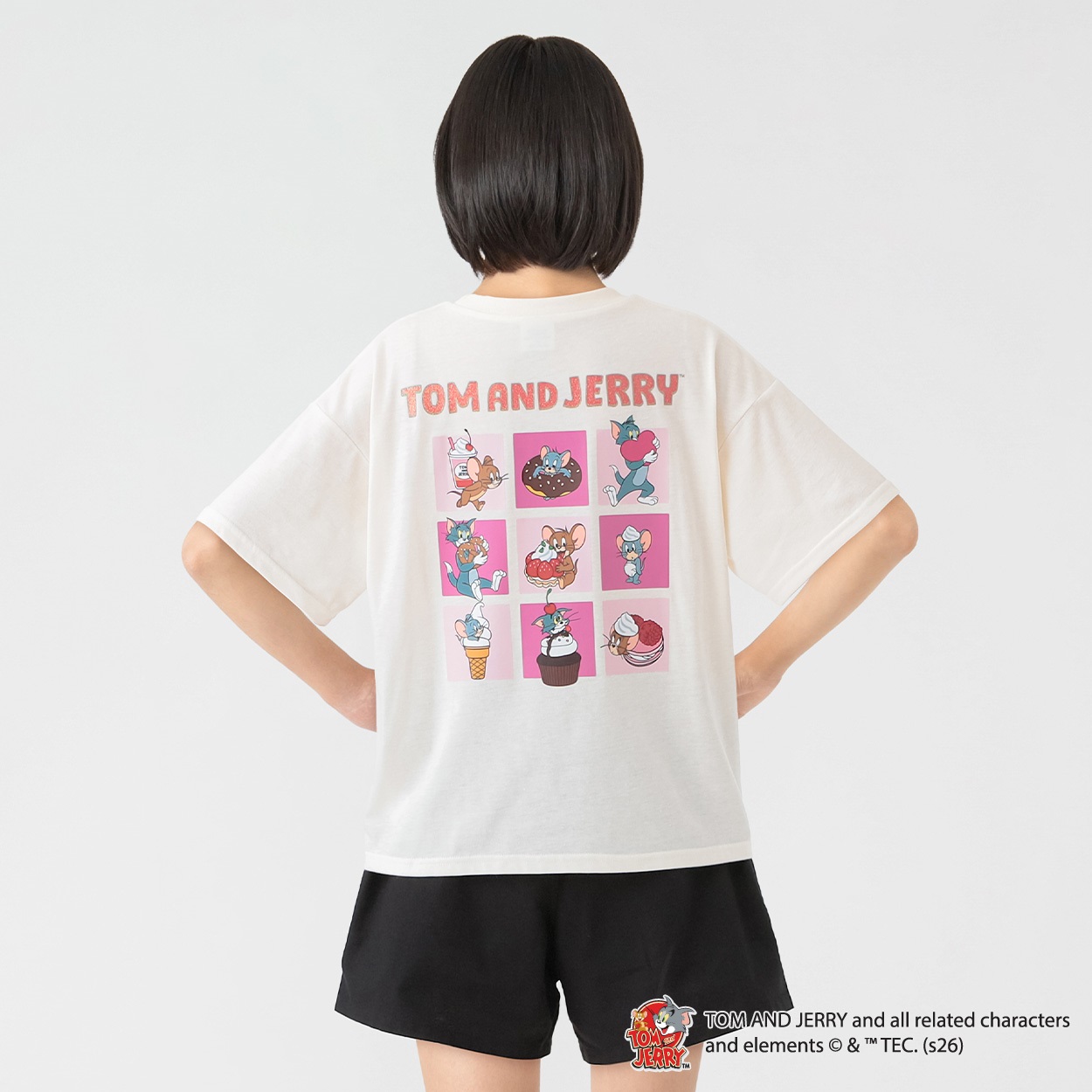 トムとジェリー 9連プリントTシャツ キッズ 女の子 130cm-160cm(アイボリー-160cm)