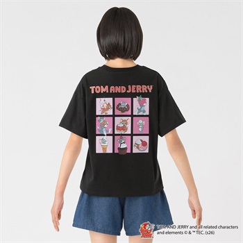 トムとジェリー 9連プリントTシャツ キッズ 女の子 130cm-160cm(ブラック-130cm)