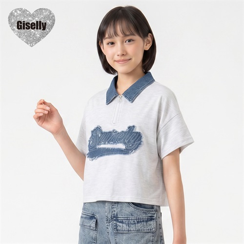 Giselly(ジゼリー) デニム衿付Tシャツ キッズ 女の子 130cm-160cm
