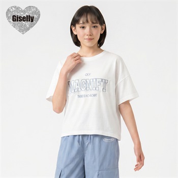Giselly(ジゼリー) アップリケ使いTシャツ キッズ 女の子 130cm-160cm(ホワイト-130cm)