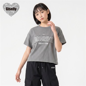 Giselly(ジゼリー) アップリケ使いTシャツ キッズ 女の子 130cm-160cm(グレー-130cm)