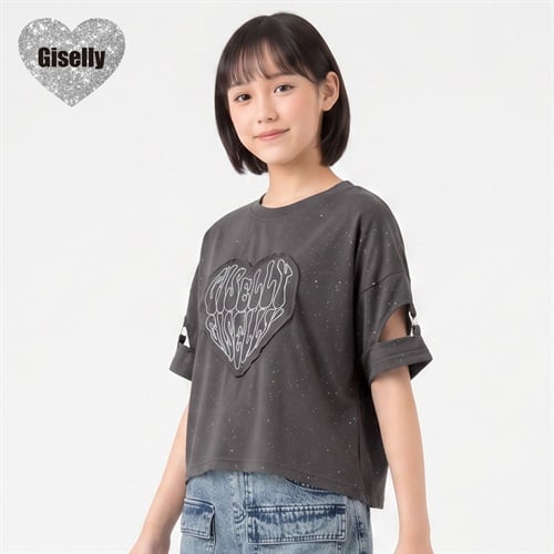 Giselly(ジゼリー) 袖リング使いラメTシャツ キッズ 女の子 130cm-160cm