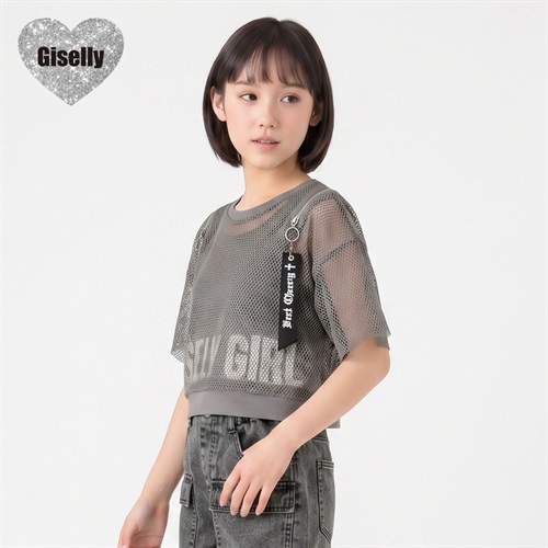 Giselly(ジゼリー) メッシュ肩ファスナープルオーバー キッズ 女の子 130cm-160cm