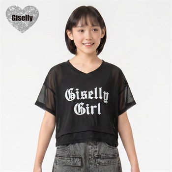 Giselly(ジゼリー) チュールドッキングプルオーバー キッズ 女の子 130cm-160cm(ブラック-130cm)