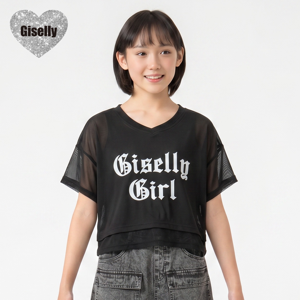 Giselly(ジゼリー) チュールドッキングプルオーバー キッズ 女の子 130cm-160cm(ブラック-150cm)