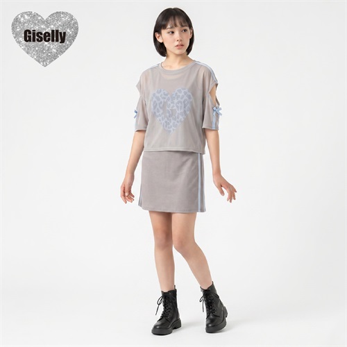 Giselly(ジゼリー) チュール肩開きドッキングワンピース キッズ 女の子 130cm-160cm
