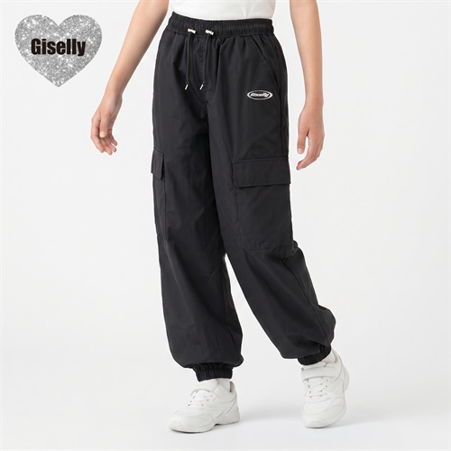 Giselly(ジゼリー) カーゴパンツ キッズ 女の子 130cm-160cm(ブラック-130cm)