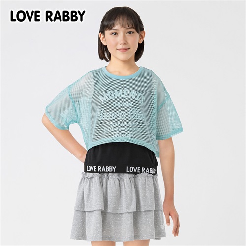 LOVERABBY(ラブラビ) メッシュ重ね着風Ｔシャツ キッズ 女の子 130cm-160cm(ブルー-160cm)