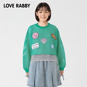 LOVERABBY(ラブラビ) ワッペン付きメッシュＴシャツコンポ キッズ 女の子 130cm-160cm(グリーン-130cm)