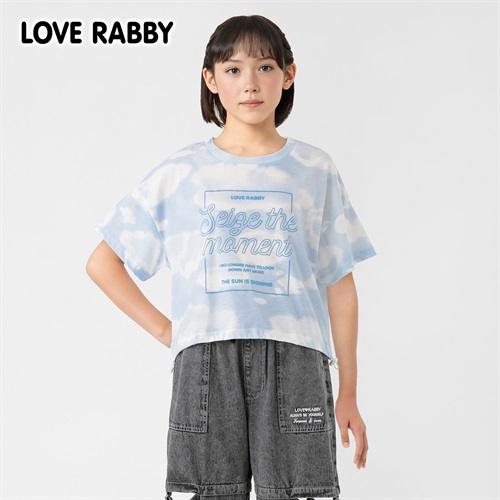 LOVERABBY(ラブラビ) 総柄プリントＴシャツ キッズ 女の子 130cm-160cm(サックス-130cm)