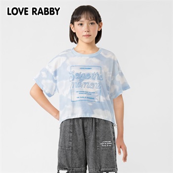 LOVERABBY(ラブラビ) 総柄プリントＴシャツ キッズ 女の子 130cm-160cm(サックス-130cm)
