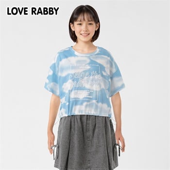 LOVERABBY(ラブラビ) 総柄プリントＴシャツ キッズ 女の子 130cm-160cm(ブルー-130cm)