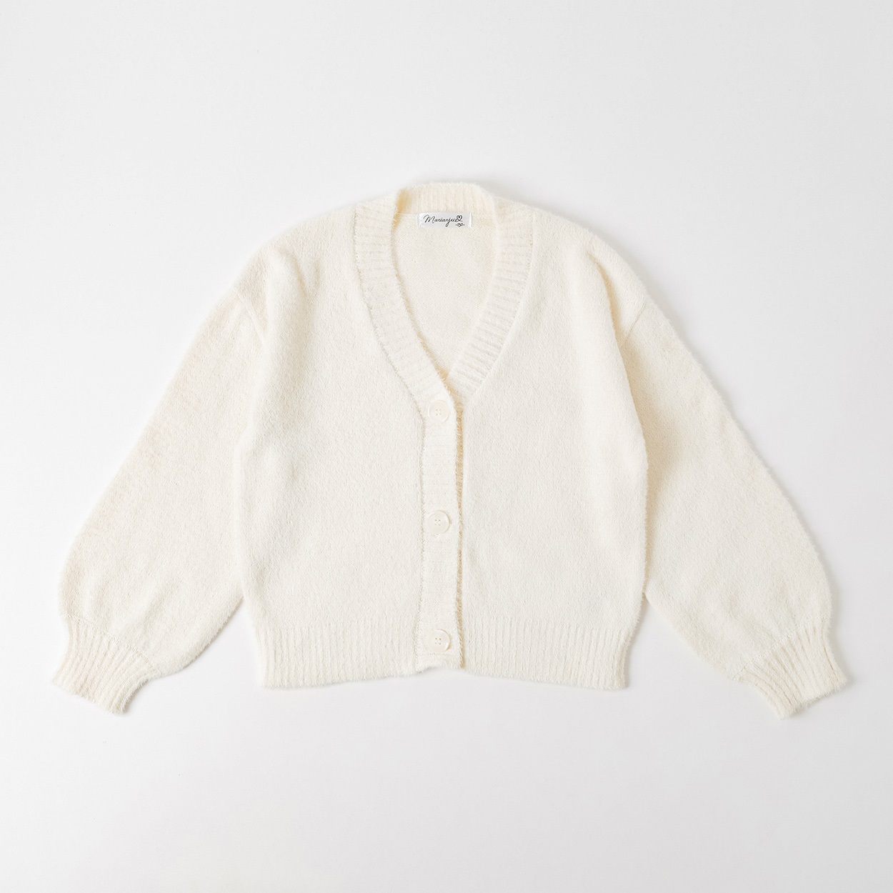 フェザーカーディガン キッズ 女の子 130cm-160cm(ホワイト-130cm)