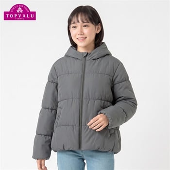 洗えるはっ水中わたジャケット キッズ 女の子 トップバリュ(TOPVALU) 130～160cm(チャコールグレー-130cm)
