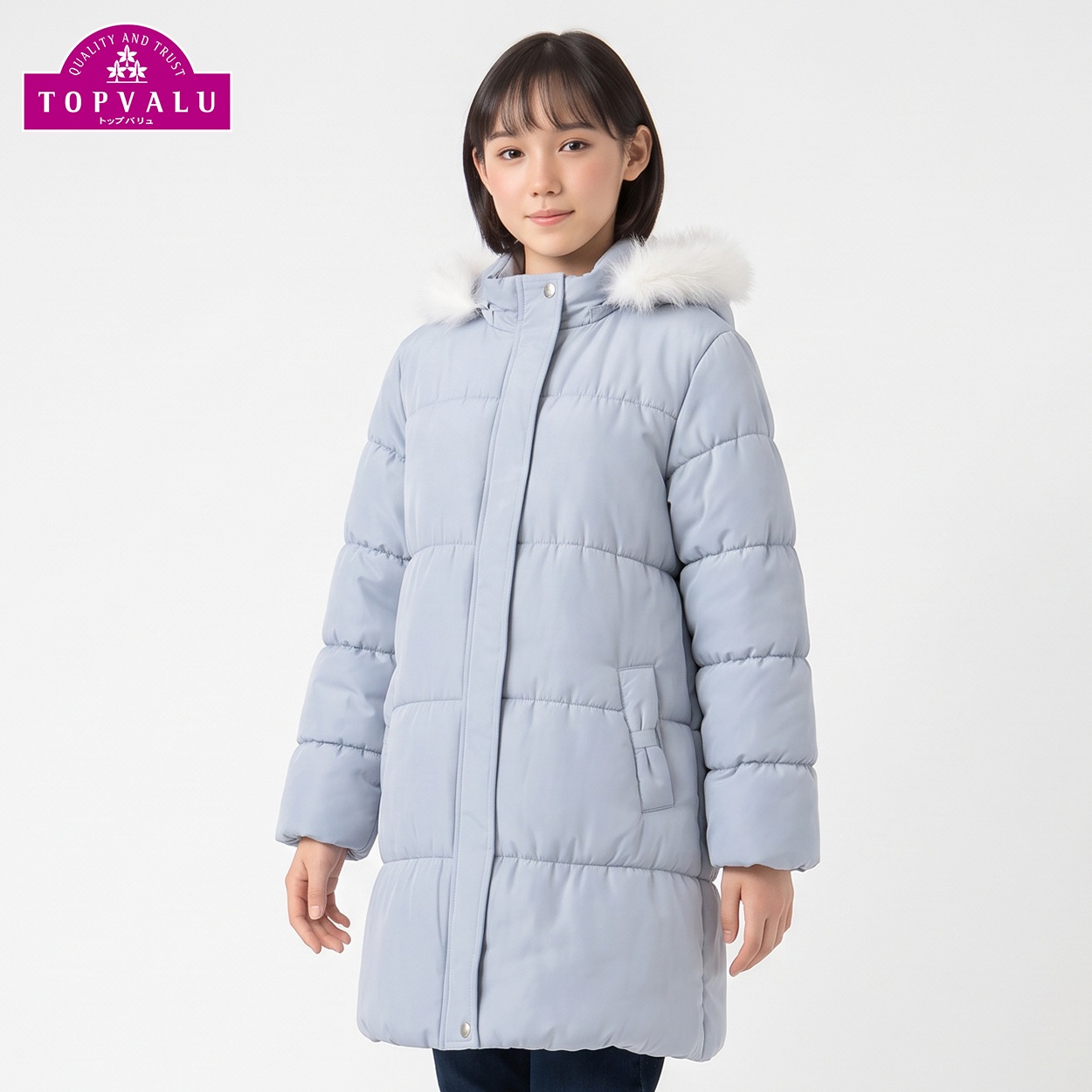 洗えるはっ水シャーリング中わたジャケット キッズ 女の子 トップバリュ(TOPVALU) 130～160cm(サックス-150cm)