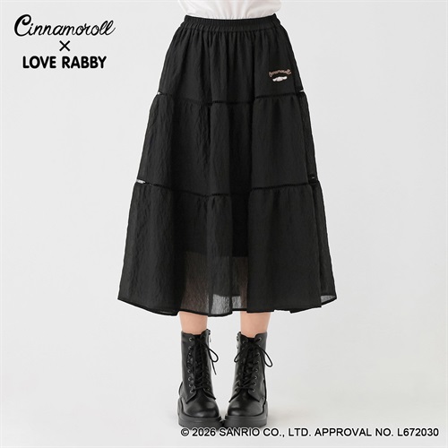 LOVERABBY(ラブラビ) 〈シナモロール〉刺繍ギャザーロングスカート キッズ 女の子 130cm-160cm