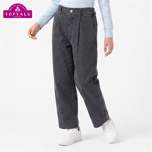 ピースフィットウォーム 裏起毛デニムワイドパンツ キッズ 女の子 トップバリュ 130cm-160cm