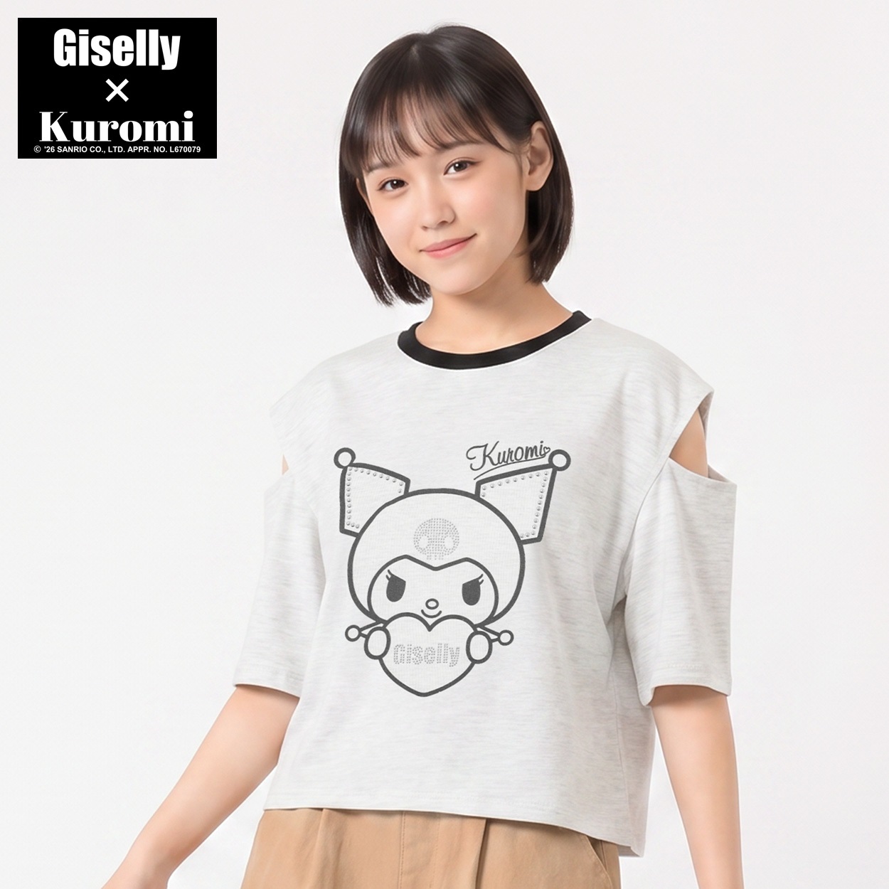 ジゼリー＜クロミ＞ 肩開きTシャツ キッズ 女の子 130cm-160cm(ホワイト-140cm)