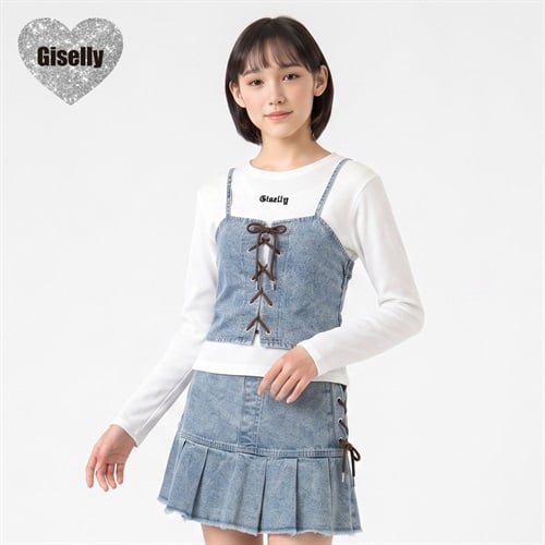 Giselly(ジゼリー) レースアップデニムビスチェアンサンブル キッズ 女の子 130cm-160cm