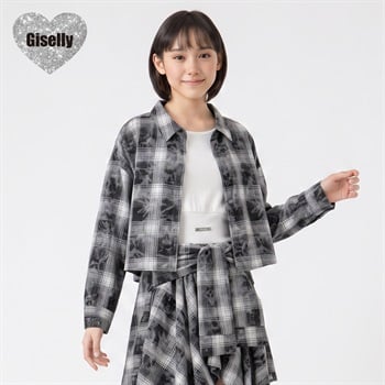 Giselly(ジゼリー) シャツタンクアンサンブル キッズ 女の子 130cm-160cm(ブラック-130cm)