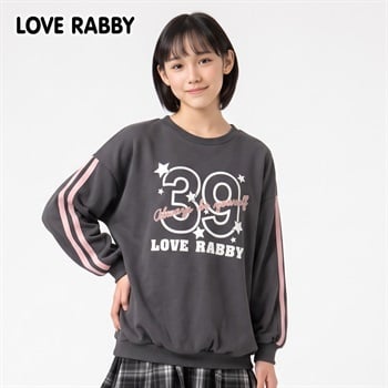 LOVERABBY(ラブラビ) 裏毛ポロ衿スウェットチュニック キッズ 女の子 （130～160cm）(チャコールグレー-130cm)