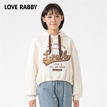 LOVERABBY(ラブラビ) ニットソーサガラ刺繡スウェットパーカー キッズ 女の子 （130～160cm）(ホワイト-130cm)