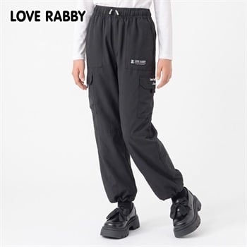 LOVERABBY(ラブラビ) 裏フリースカーゴパンツ キッズ 女の子 130cm-160cm(ブラック-130cm)