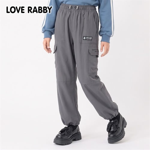 LOVERABBY(ラブラビ) 裏フリースカーゴパンツ キッズ 女の子 130cm-160cm(チャコールグレー-130cm)