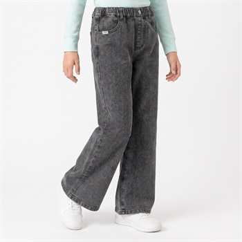 デニムフレアパンツ キッズ 女の子 130cm-160cm(チャコールグレー-130cm)