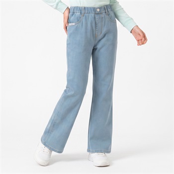 デニムフレアパンツ キッズ 女の子 130cm-160cm(サックス-130cm)