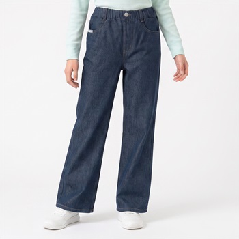 デニムフレアパンツ キッズ 女の子 130cm-160cm(ブルー-130cm)