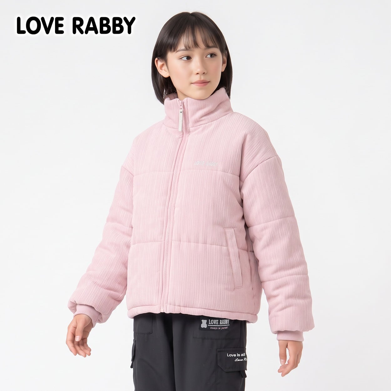 LOVERABBY(ラブラビ) 中綿コールテンジャケット キッズ 女の子 130cm-160cm(ピンク-150cm)