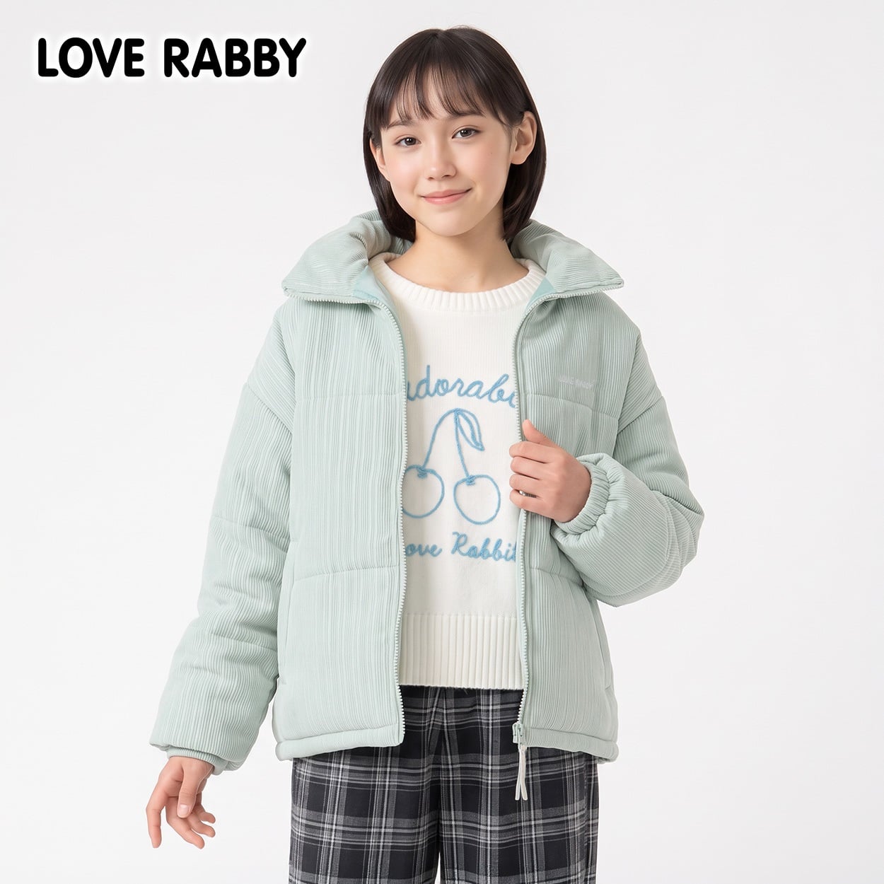 LOVERABBY(ラブラビ) 中綿コールテンジャケット キッズ 女の子 130cm-160cm(ミント-160cm)