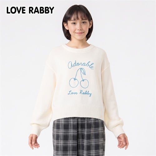 LOVERABBY(ラブラビ) コードチェリー刺しゅうセーター キッズ 女の子 130cm-160cm