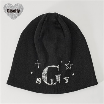 Giselly(ジゼリー) スパンコールロゴニットビーニー キッズ 女の子(ブラック-フリー)