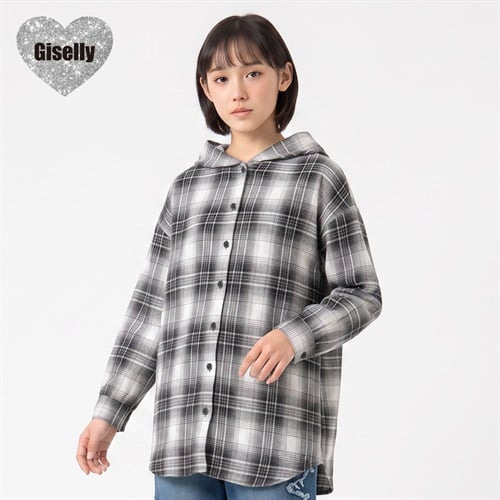 Giselly(ジゼリー) チェックフードシャツ キッズ 女の子 130cm-160cm