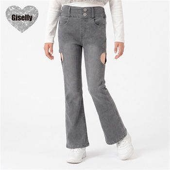 Giselly(ジゼリー) ハートカットアウトフレアデニム キッズ 女の子 130cm-160cm(グレー-130cm)