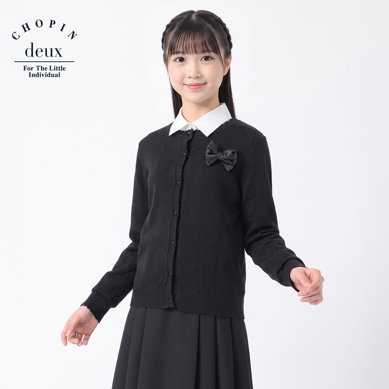 フォーマルカーディガン キッズ 女の子 140cm-160cm(ブラック-150cm)