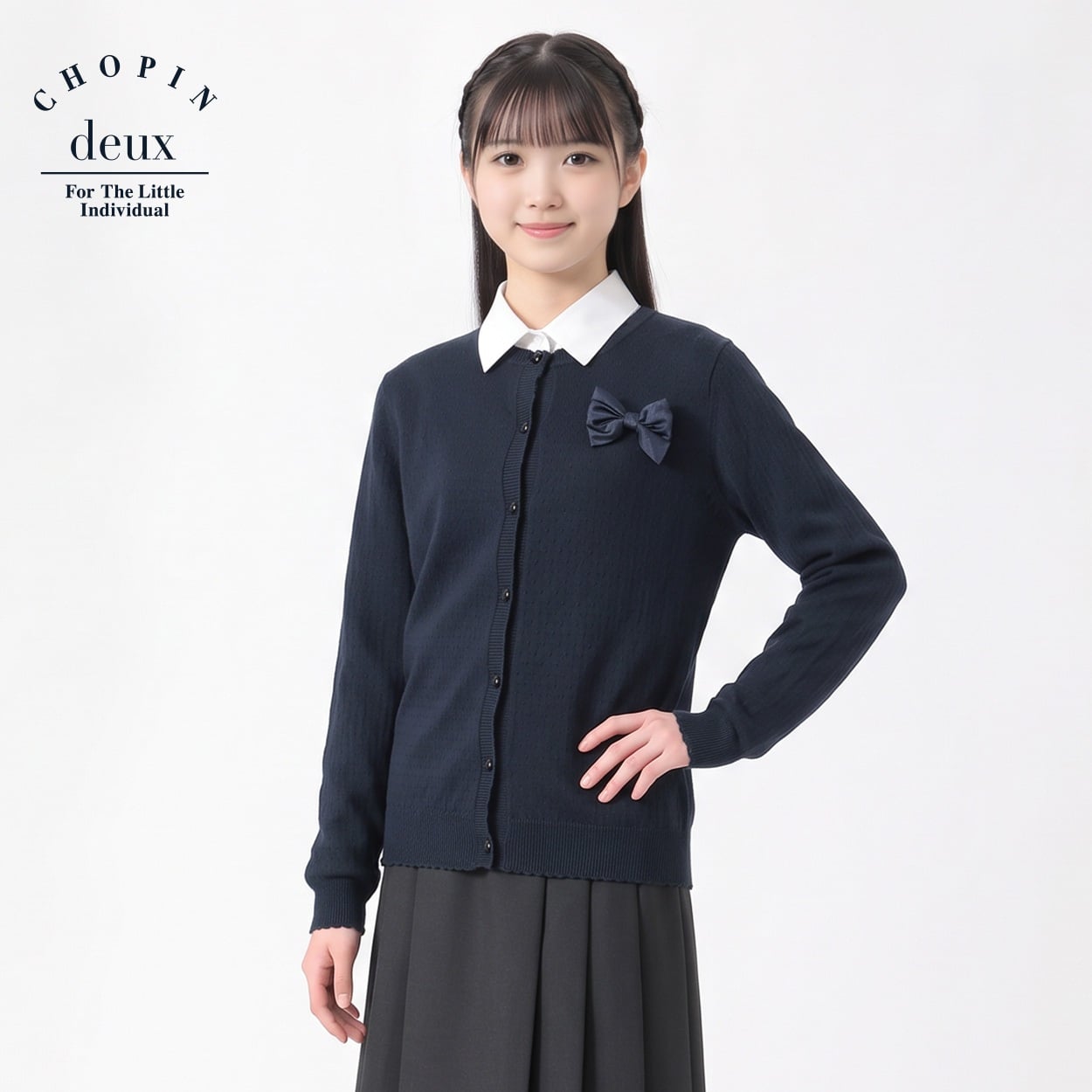 フォーマルカーディガン キッズ 女の子 140cm-160cm(ネイビー-140cm)