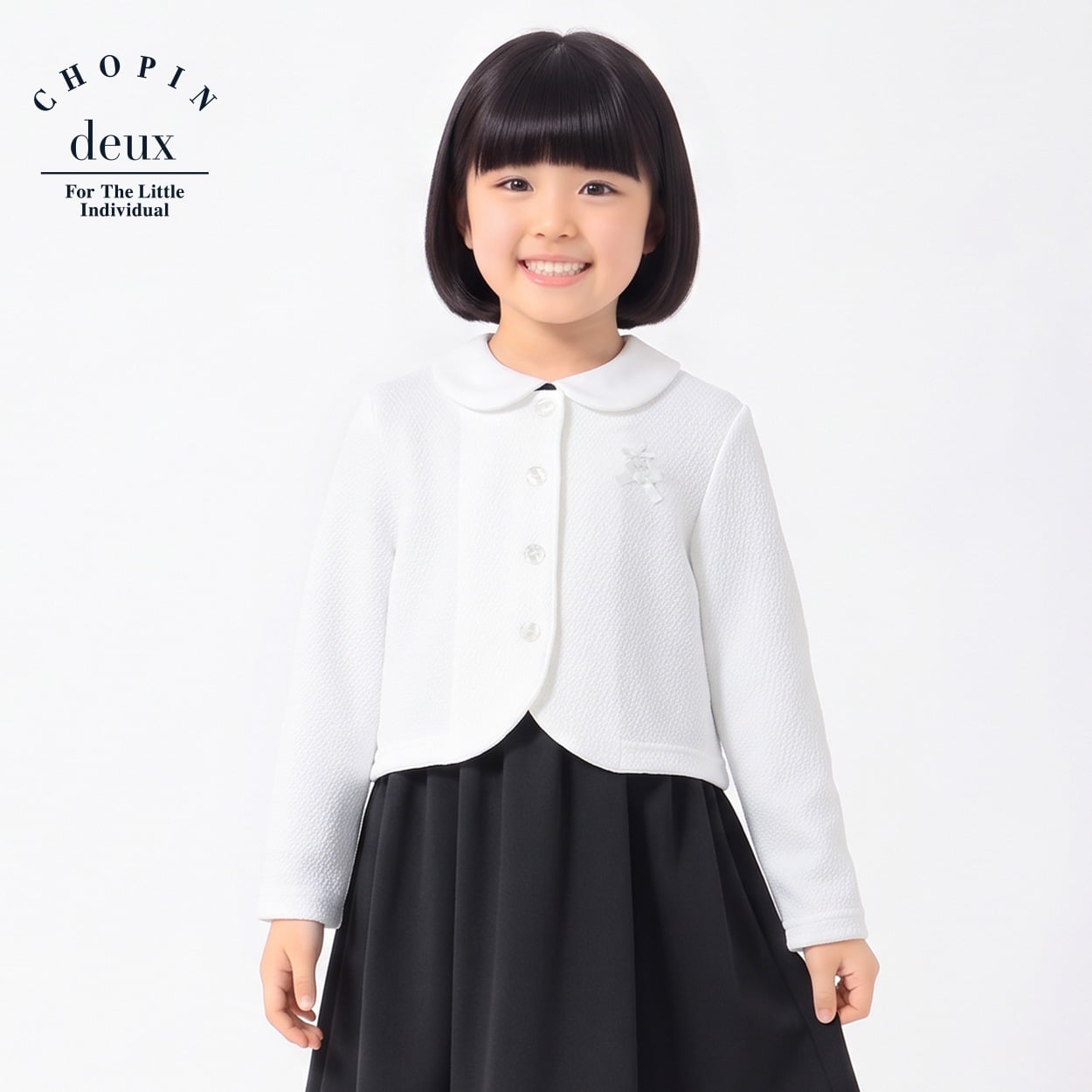 フォーマルボレロ キッズ 女の子 100cm-130cm(ホワイト-130cm)