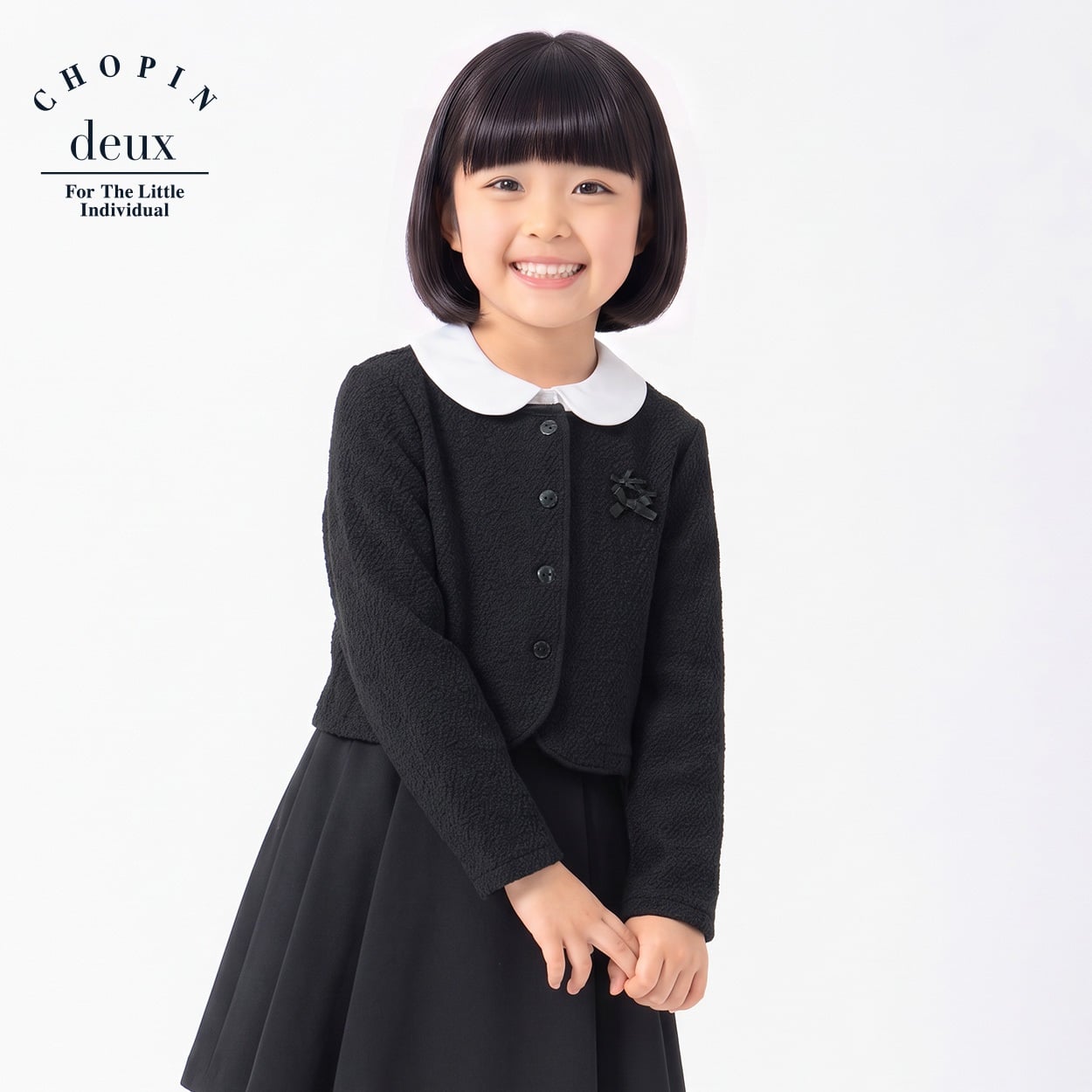 フォーマルボレロ キッズ 女の子 100cm-130cm(ブラック-130cm)