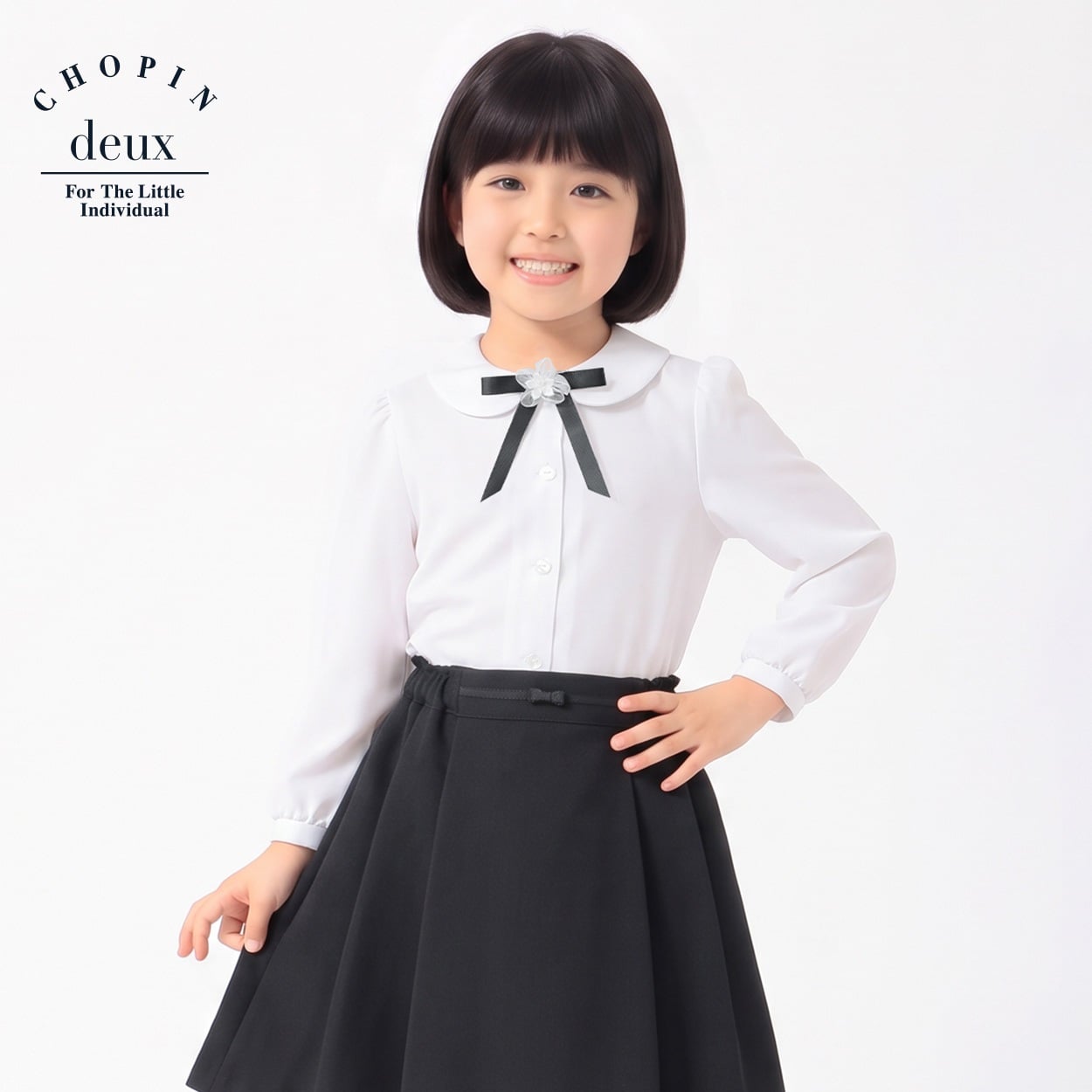 フォーマルブラウス キッズ 女の子 100cm-130cm(ホワイトA-130cm)