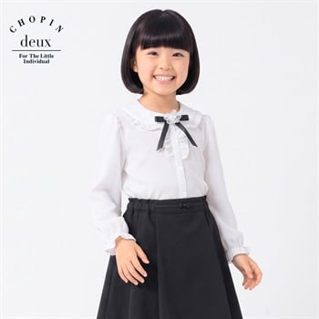 フォーマルブラウス キッズ 女の子 100cm-130cm(ホワイトB-100cm)